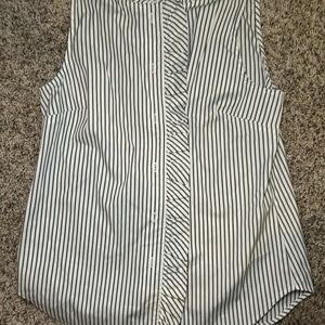 Ann Taylor Factory Striped Sleeveless Top - Black and White